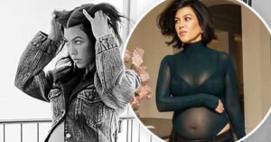 Read more about the article Kourtney Kardashian, 44, who is pregnant, is showing that maternity clothes can be stylish.