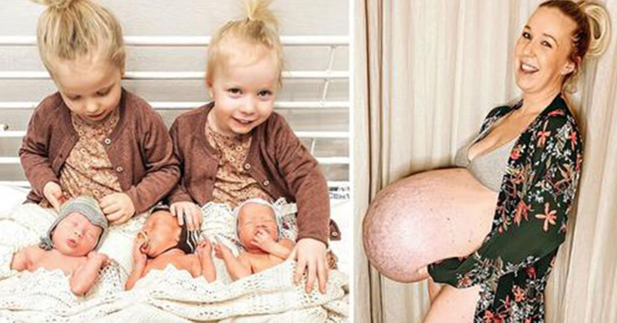 Read more about the article After having twins, a mother gives birth to triplets and shows off her huge baby bump (picture).